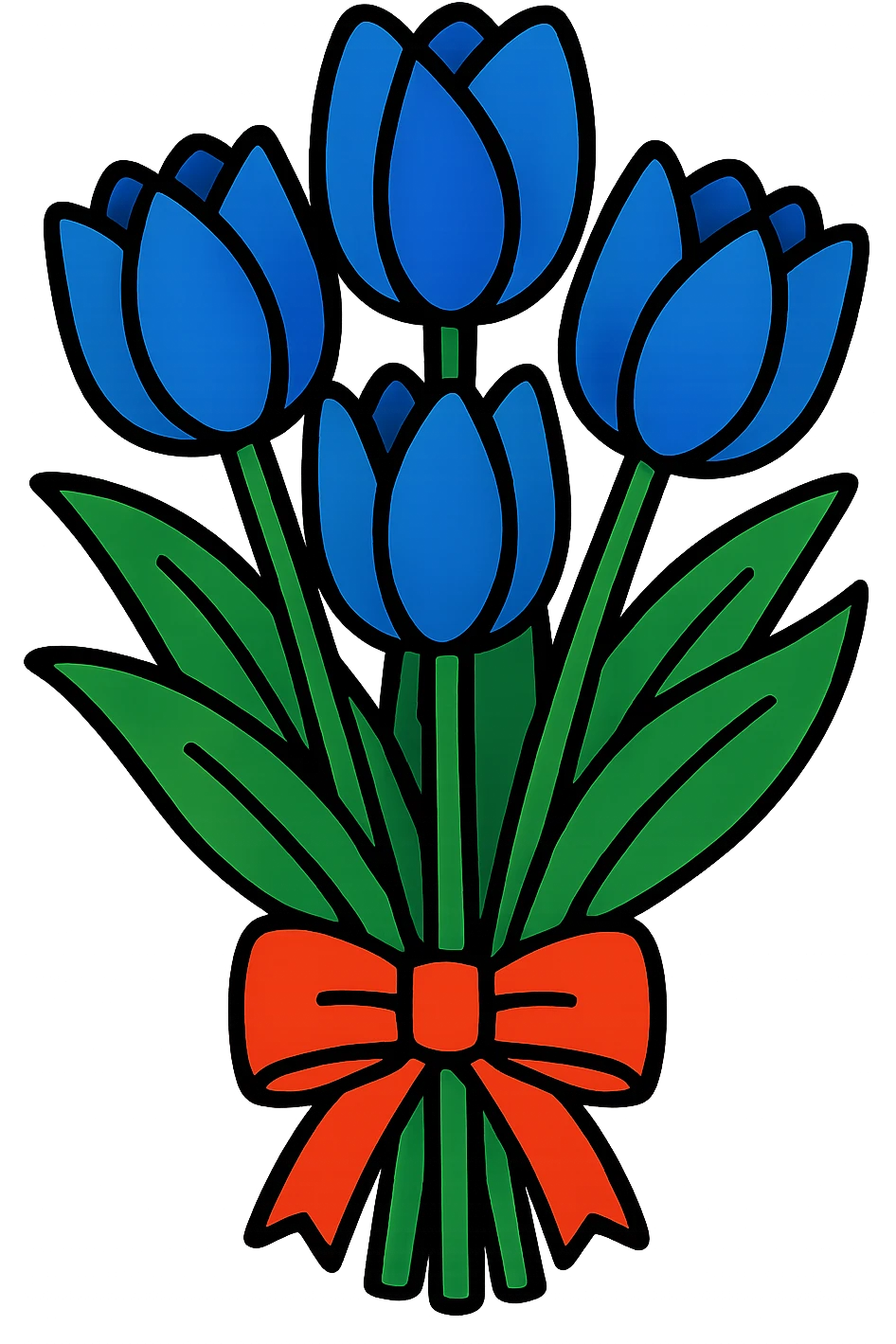 blue tulip bouquet, cartoon style, transparent background emoji