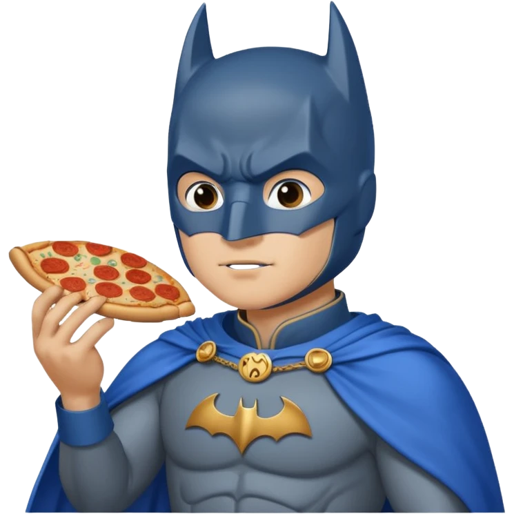 batman, wearing blue ancient chinese custome, with pizza emoji