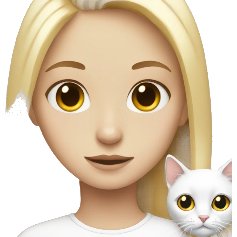 blonde girl with white cat emoji