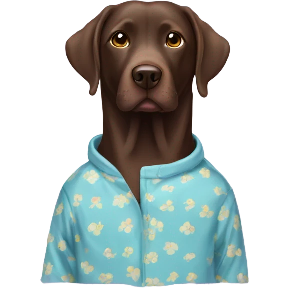 Chocolate lab wearing pjs emoji