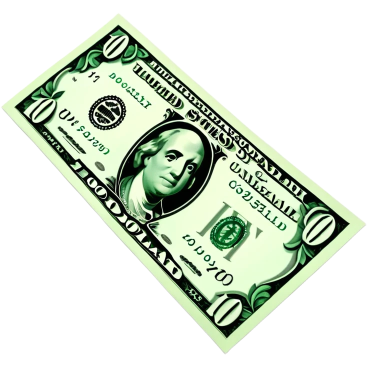 3D realistic US 100 dollar bill sticker, slight perspective, centered, clean cutout, transparent background, no text, no watermark emoji