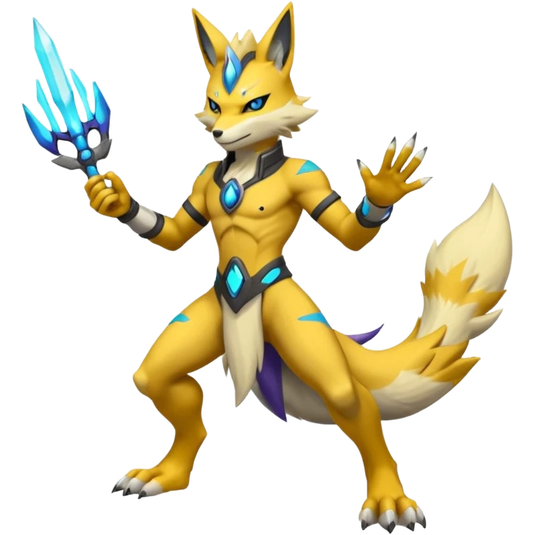  Futuristic Toned Masculine Zeraora-Renamon-fusion (full body) emoji