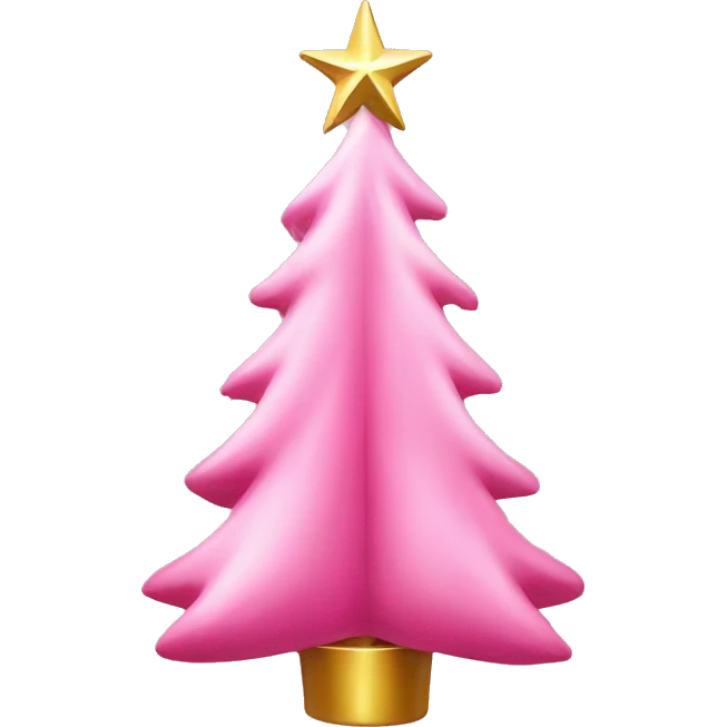 Pink Christmas tree with ornaments add one gold cross Jesus emoji