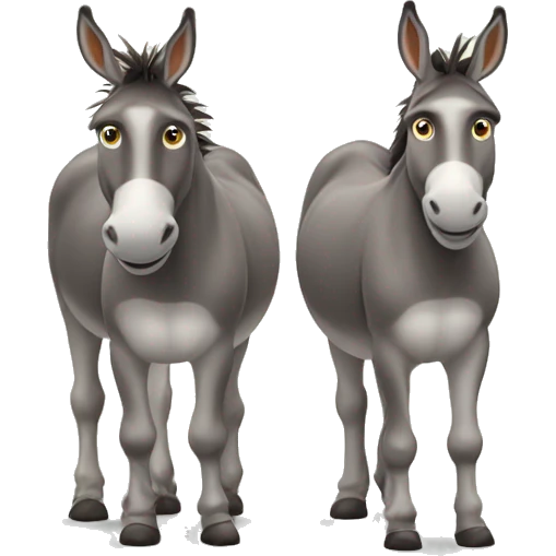 Two donkeys standing in opposite direction emoji