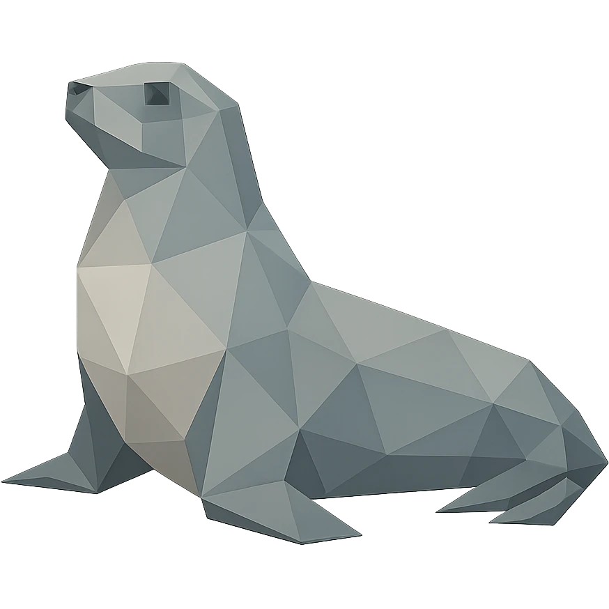 polygonal seal, low-poly polygonal illustration emoji