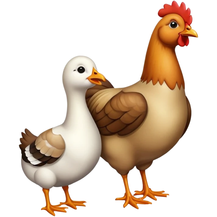 A chicken sitting with a goose  emoji