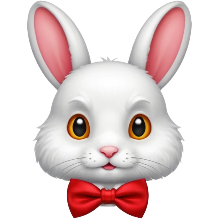 White rabbit with red bow tie emoji