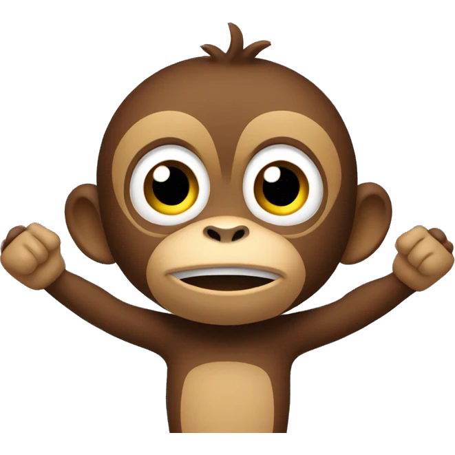 young brown monkey with arms up confused emoji