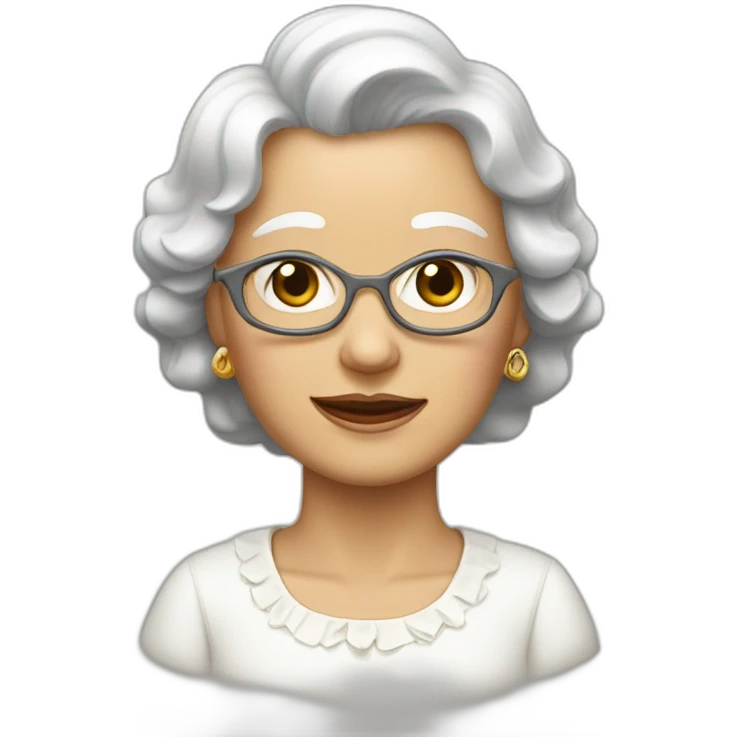 señora de 100 años, con arrugas, pelo blanco y rulos emoji