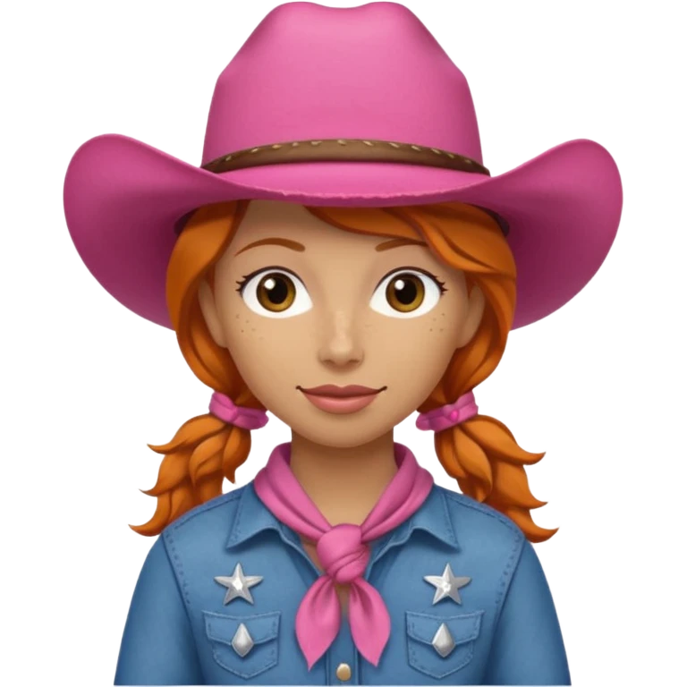 ginger cowgirl with pink hat emoji