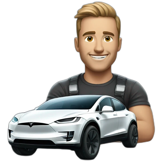 Cool guy with Tesla cyber truck emoji