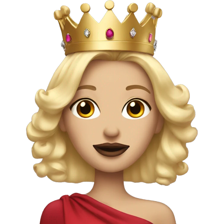 blonde with a crown, lipstick and nails emoji