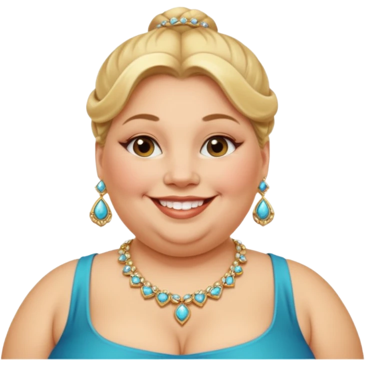 very obese rich blonde bun haired woman emoji
