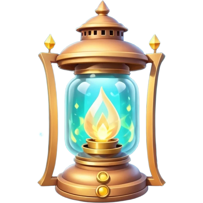 enchanted lantern object icon, strong magical glow, floating runes and sparkles, mystical light swirling inside the lantern, fantasy magic aura, 3D cartoon, mobile game icon style, centered, clean background, no text, no watermark emoji