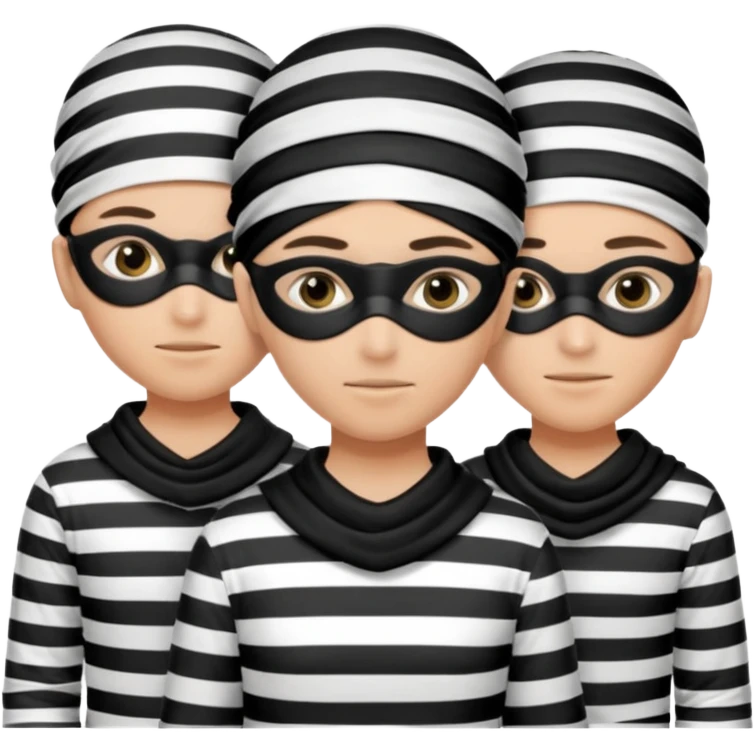 3 theif robbers emoji,Stripped shirt,eye mask, black head. emoji