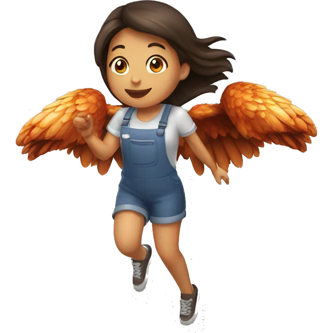 a girl flying with two bbq chicken wings on her back emoji