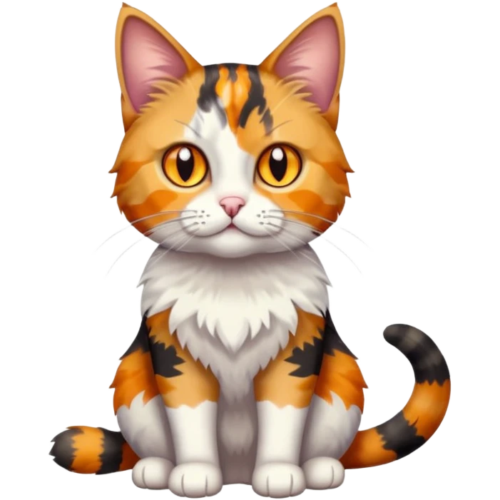 full body colourful light patched calico tabby cat with hazel eyes emoji