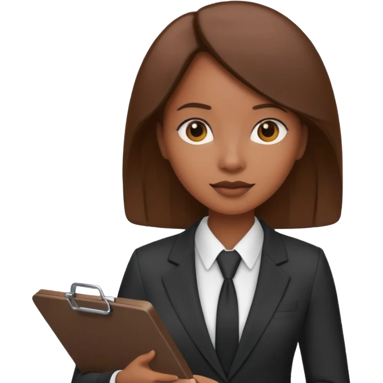black woman in a suit holding a clipboard emoji
