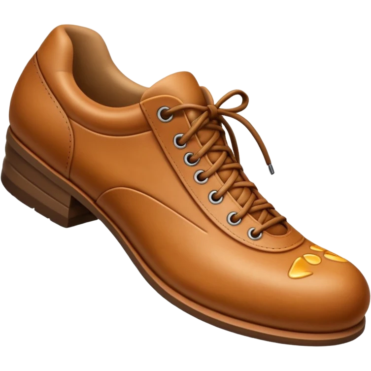 3D Apple-style emoji of a shoe with a foot inside, stepping and showing a clear shoe print below. and leg







 emoji