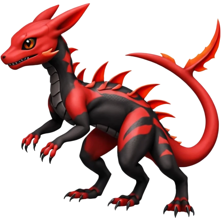 Badass Cool Realistic Exotic Guilmon-Salandit-Umbreon-Fakémon-hybrid-creature (full body)  emoji