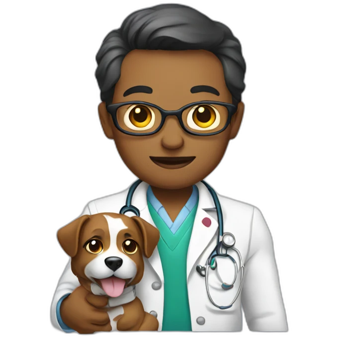 doctor with holding a dog emoji