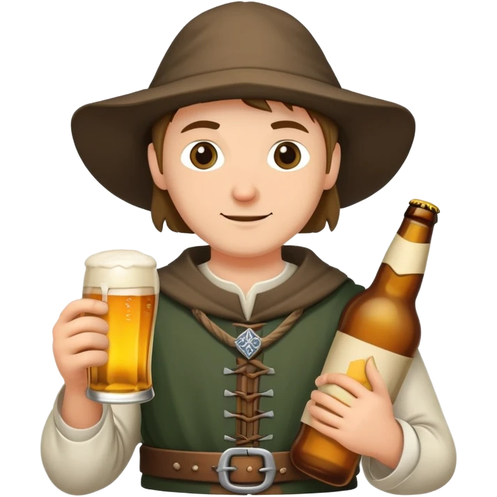 medieval pilgrim with bottle of beer emoji