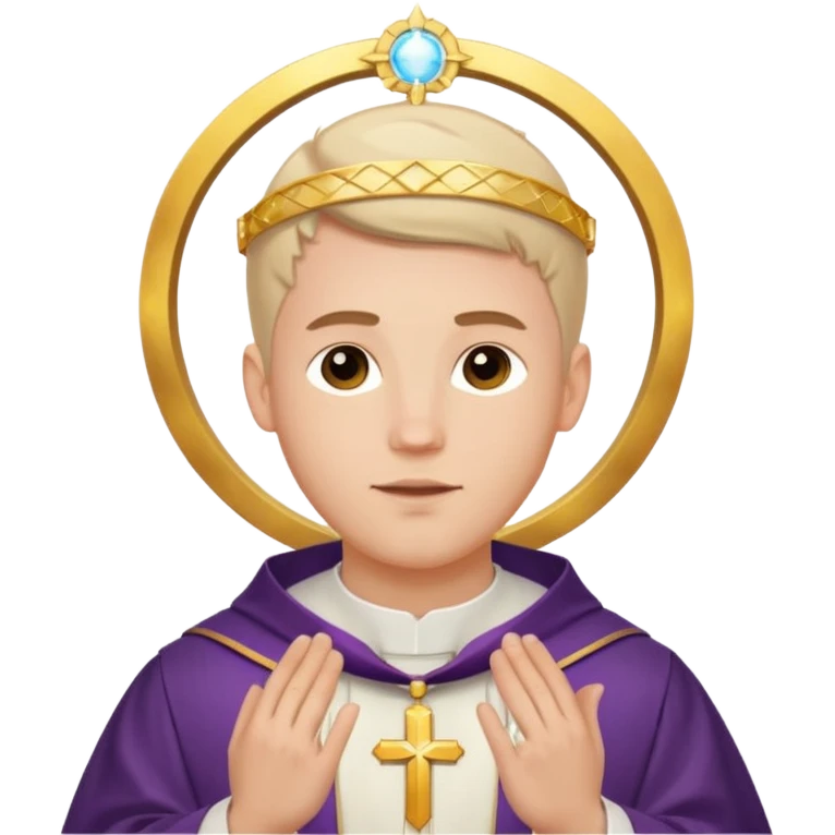 Graduating young priest catholic white man, catholic, with spirit saint over his head emoji