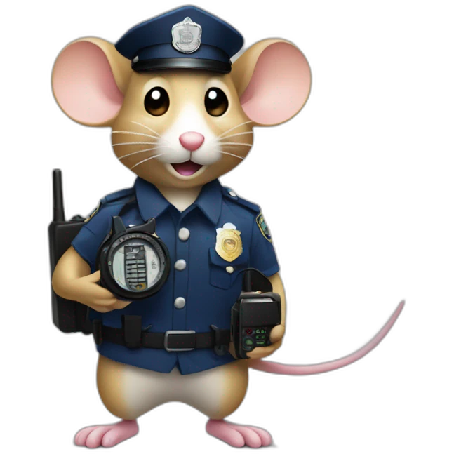 Mouse holding police radio emoji