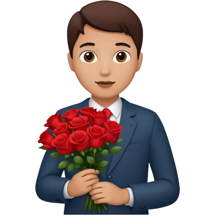 roses boquet in one hand held boquet emoji