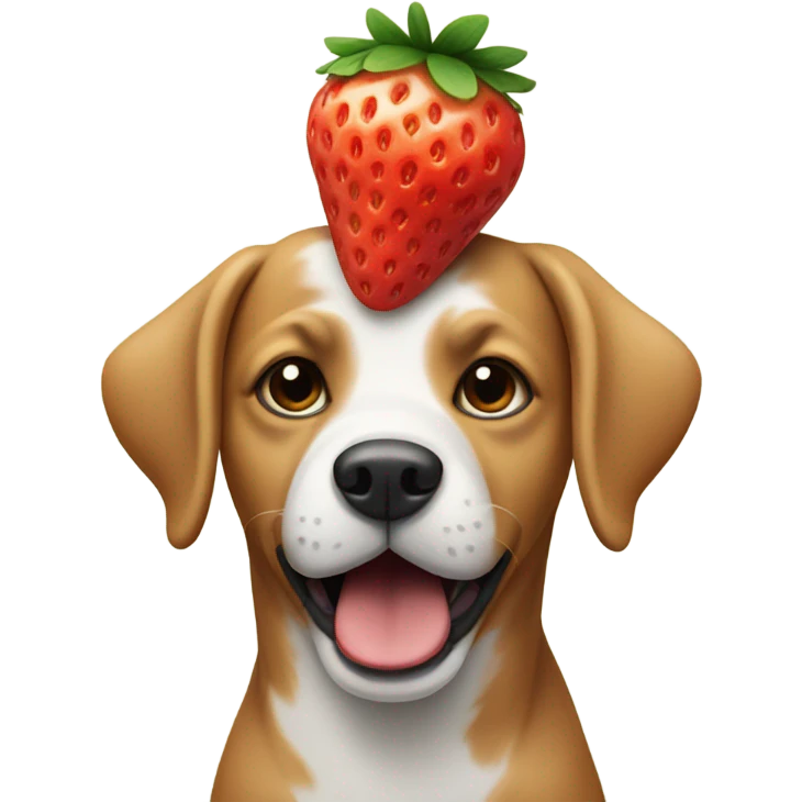 Dog with a strawberry on its head emoji