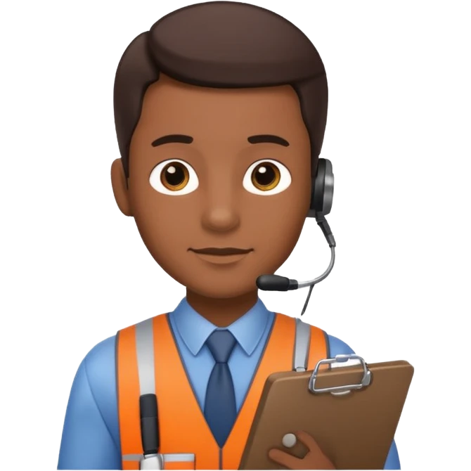 male HR assistant, person with clipboard, no headset emoji