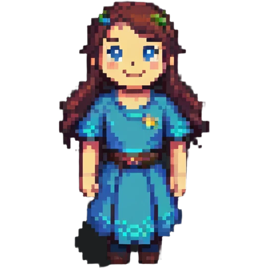 Amity as a friendly character in pixel art style emoji