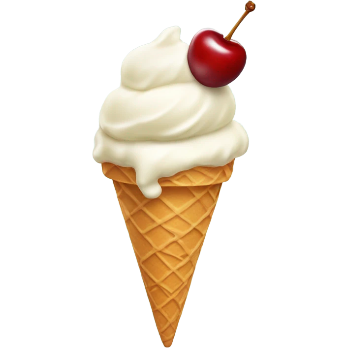 Vanilla ice cream cone with cherry on top emoji