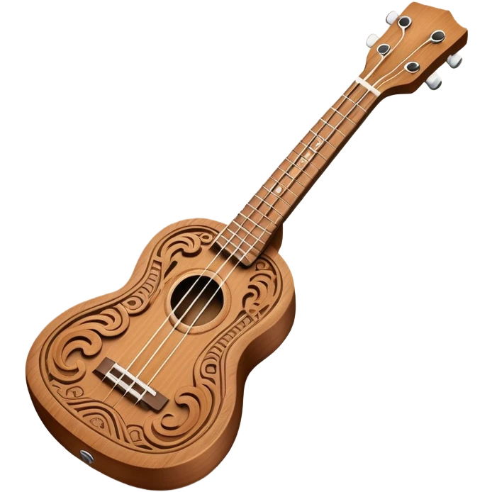 Ukulele with Polynesian carvings emoji