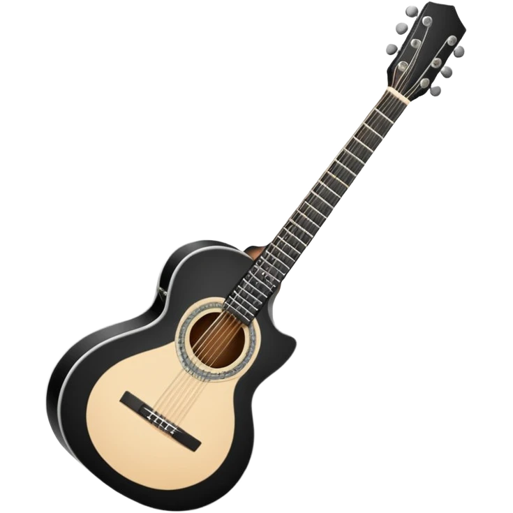 emoji de violão acústico em preto e branco sem cor, so o corntorno branco fazendo o formato de um violão emoji