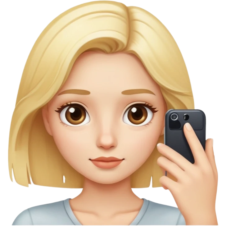 blonde girl taking a selfie emoji