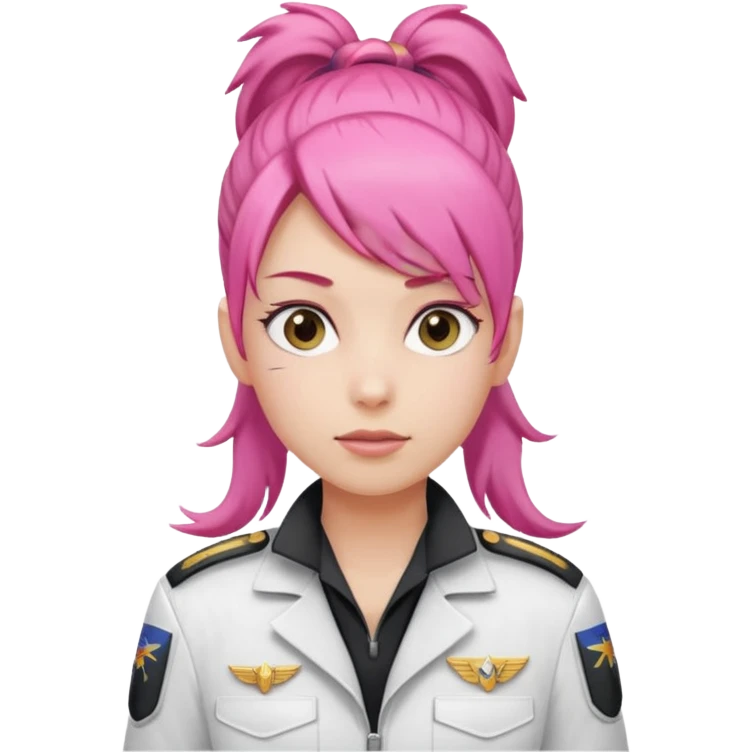 Commander Bloom – pink ponytail pilot in white uniform emoji