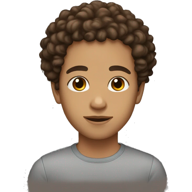Lightskin, brown hair, curly hair, brown eyes,  emoji