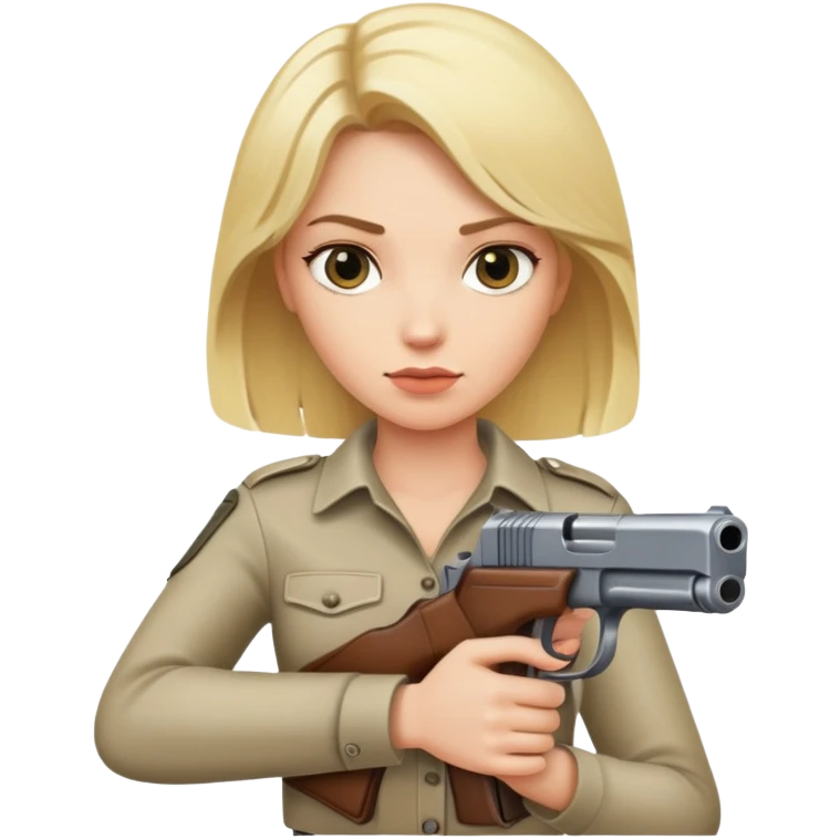 blonde woman holding gun emoji