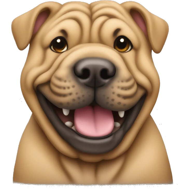 Sharpei dog sitting & smiling emoji