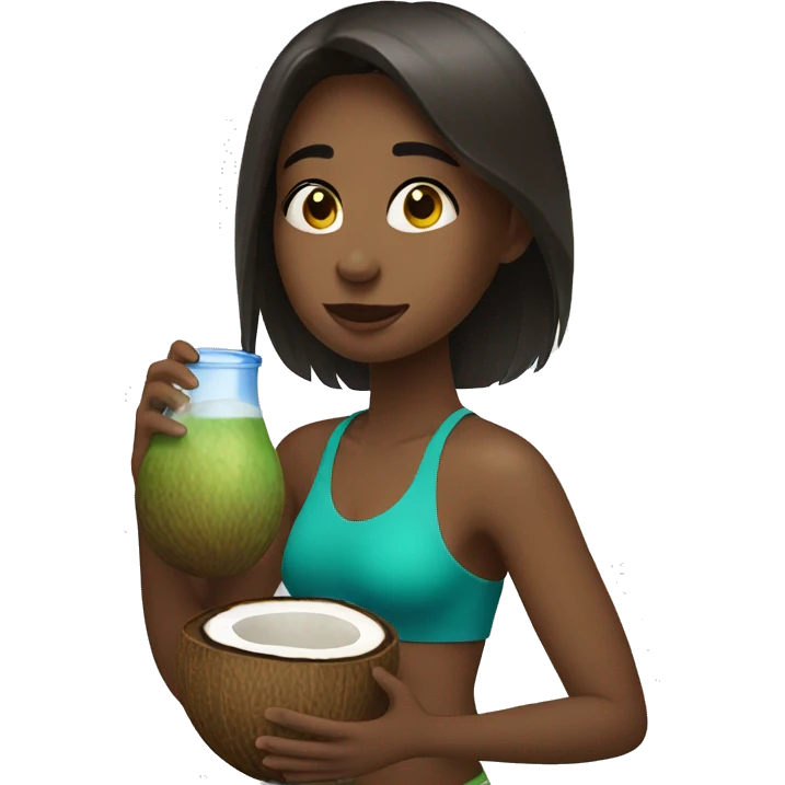 Girl drinking coconut water emoji