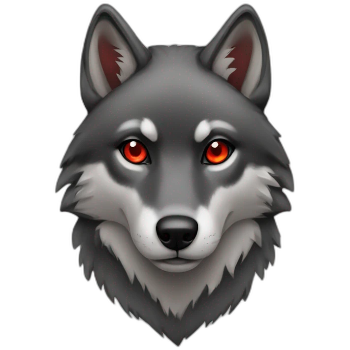 Female wolf black red eyes  emoji