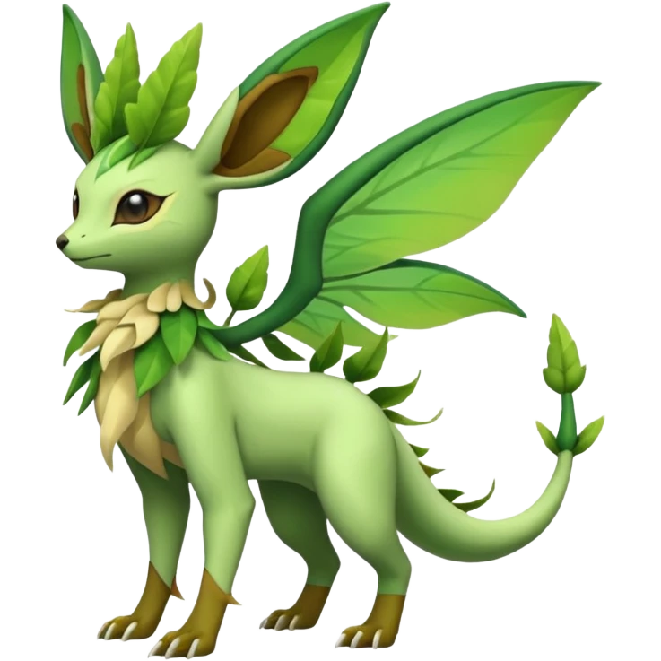 Exotic tropical diaphanous Leafeon-Vibrava-Flygon-Tropius full body emoji