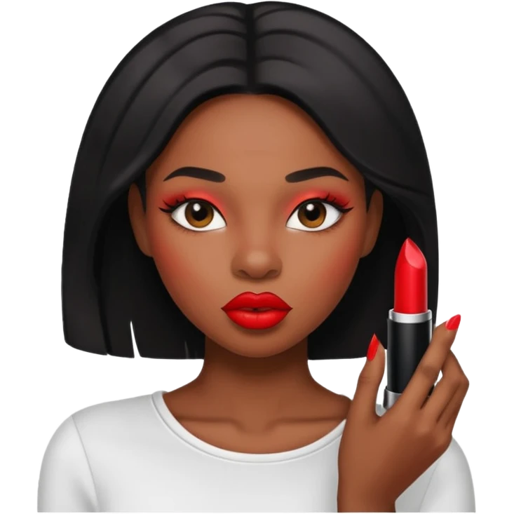 black woman puts lipstick emoji