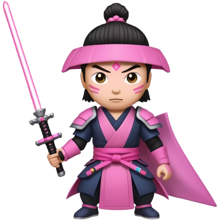 samurai with laser sword, pink emoji