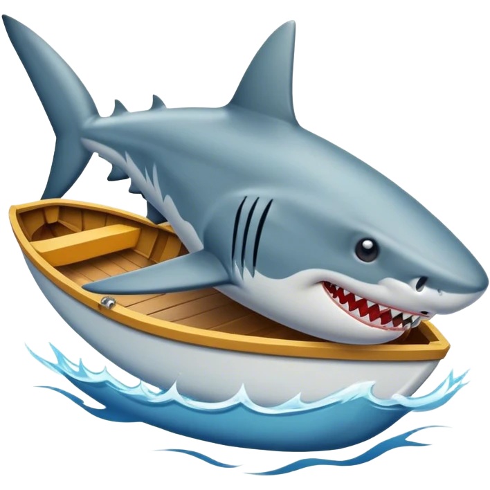 Shark with boat in mouth  emoji