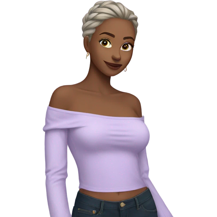 Lilac off shoulder Long sleeve top, isolated emoji