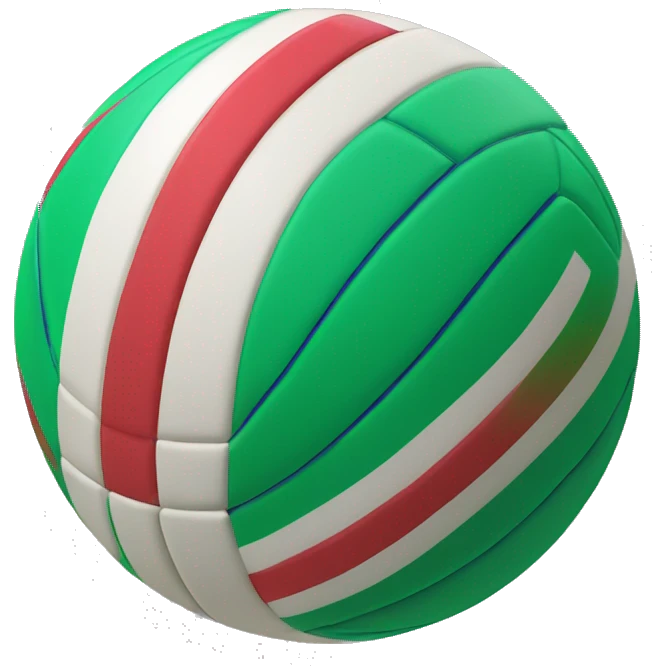 Pelota de voleibol roja y verde de rayas  emoji