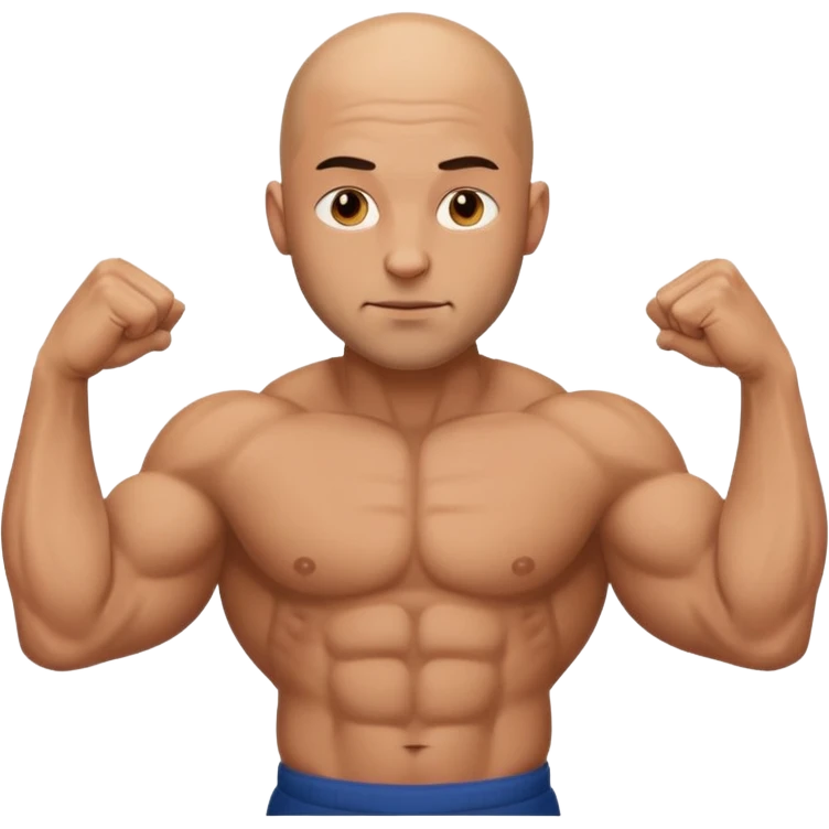 gym daddy with no hair 35 years old flexing muscle emoji