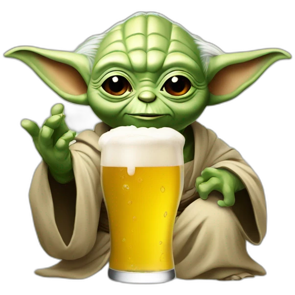 Yoda avec une bière emoji